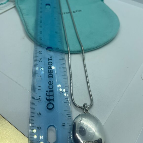 Tiffany & Co Sterling Silver Oval Locket Pendant w/ 17" Snake Chain Necklace - Picture 11 of 15